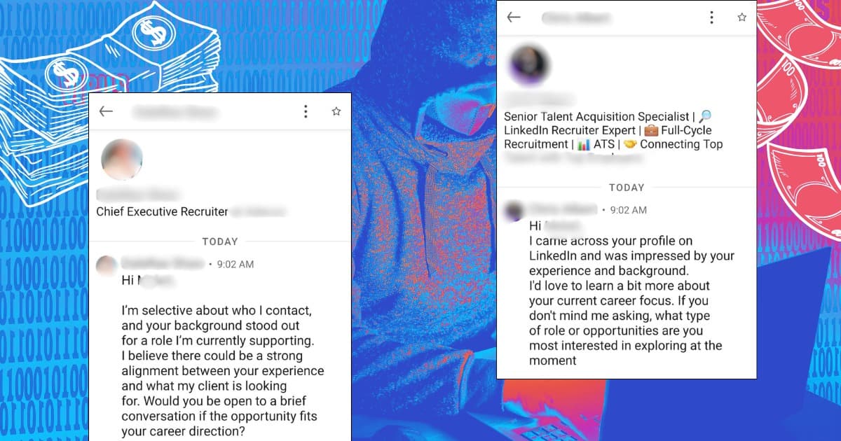 LinkedIn DM messages from suspicious recruiters